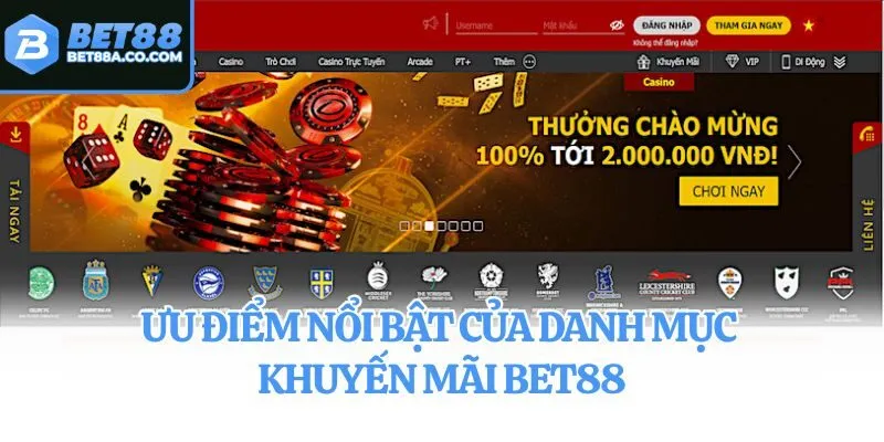 Ưu điểm nổi bật của danh mục khuyến mãi Bet88